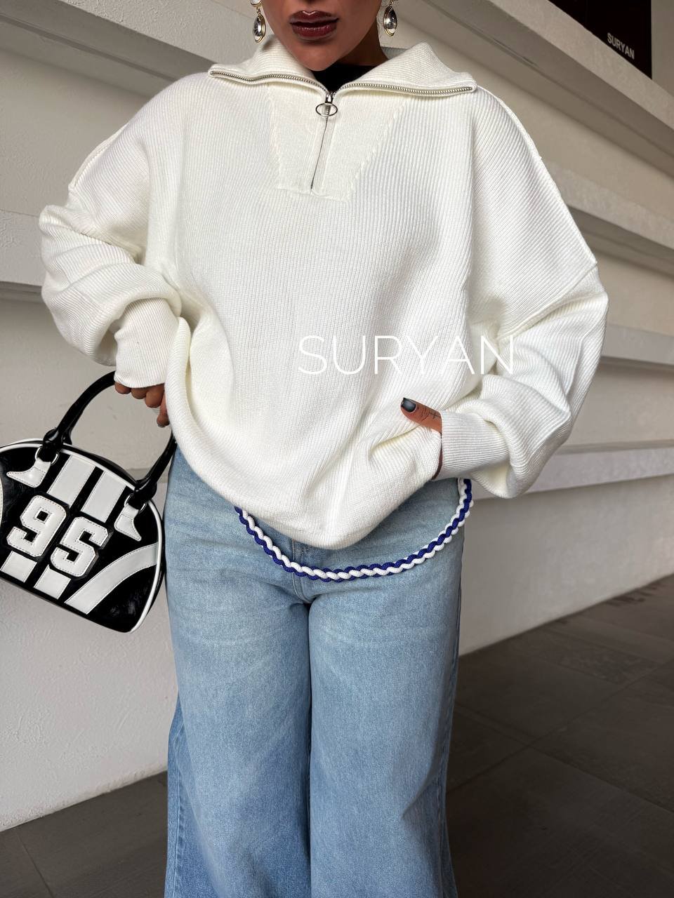 بافت نیم زیپ باکسی NOYER کد : 103833