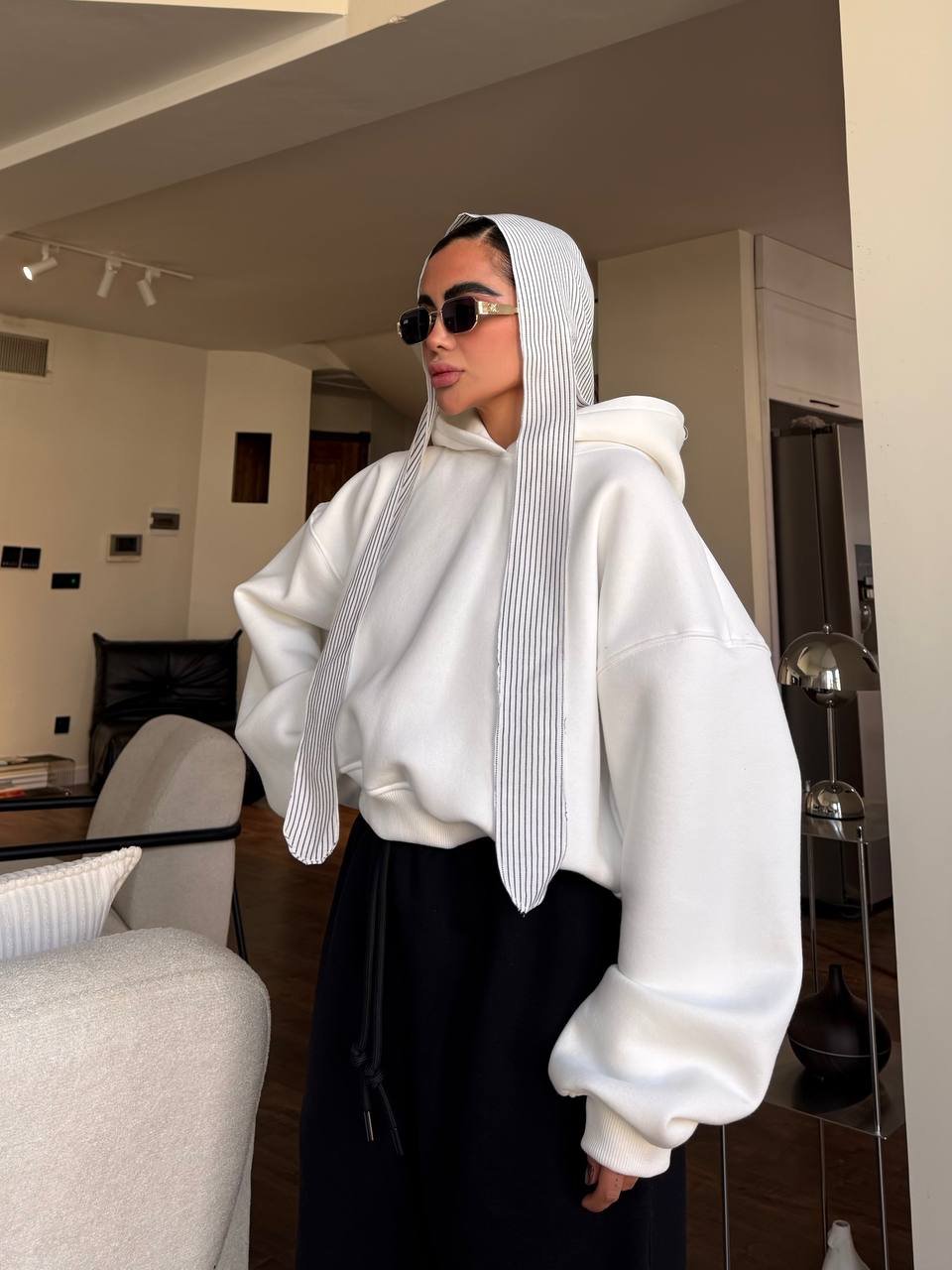 هودی پنبه ای مینیمال باکسی SNOW FLAKE کد : 103847