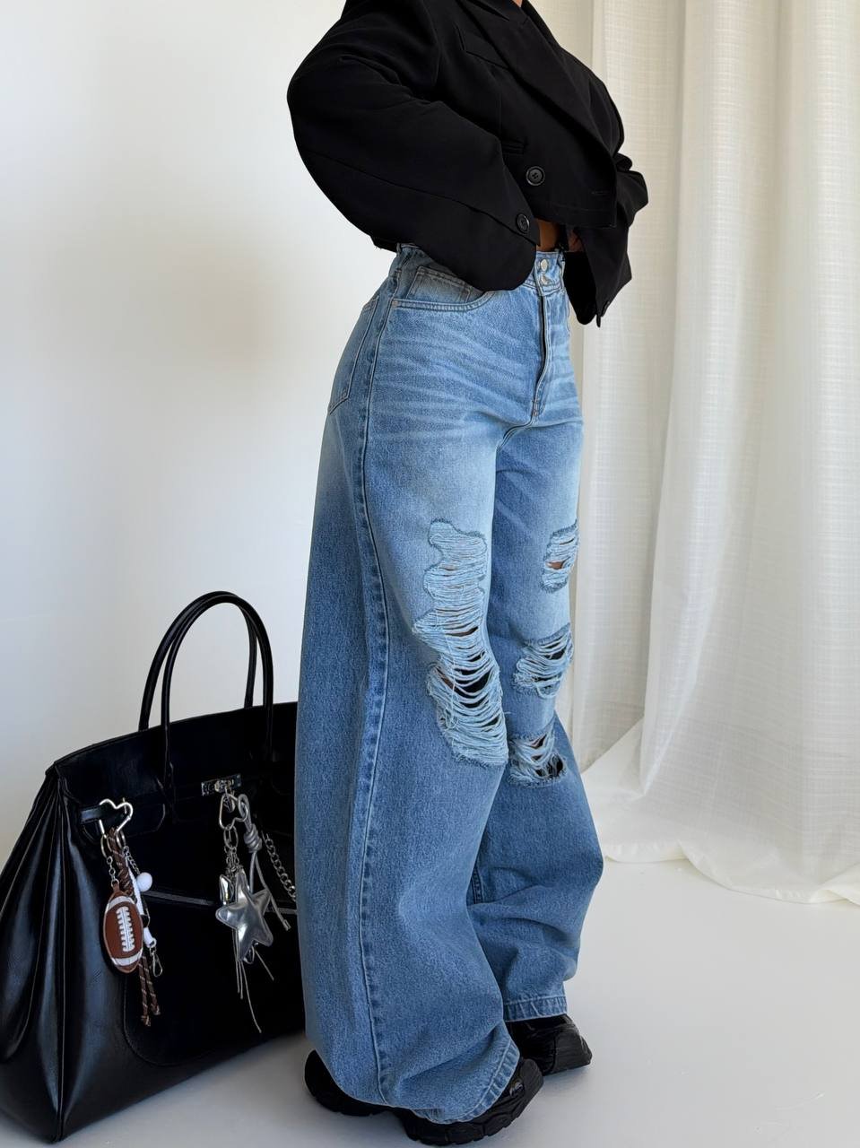 شلوار جین فول بگ آبی روشن FRED DENIM کد : ۷۰۶۸۸