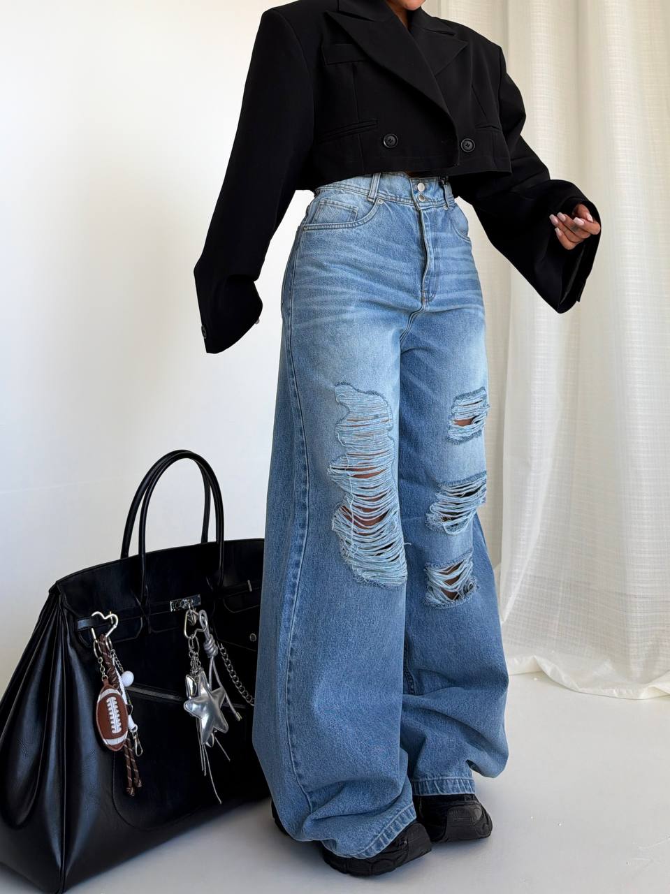شلوار جین فول بگ آبی روشن FRED DENIM کد : ۷۰۶۸۸ - Image 2